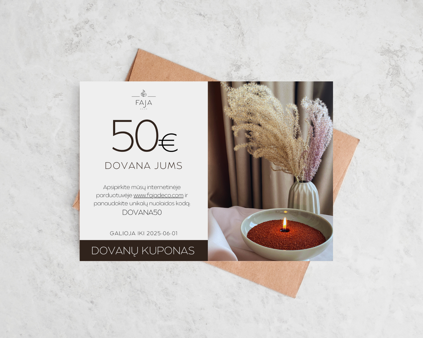 FAJA DECO e-dovanų kuponas, 50€