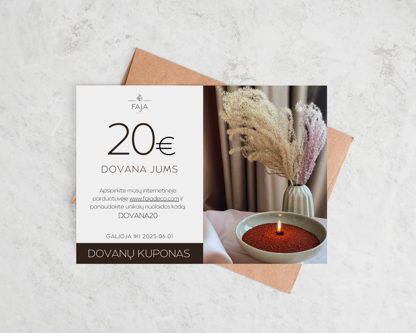 FAJA DECO e-dovanų kuponas, 20€